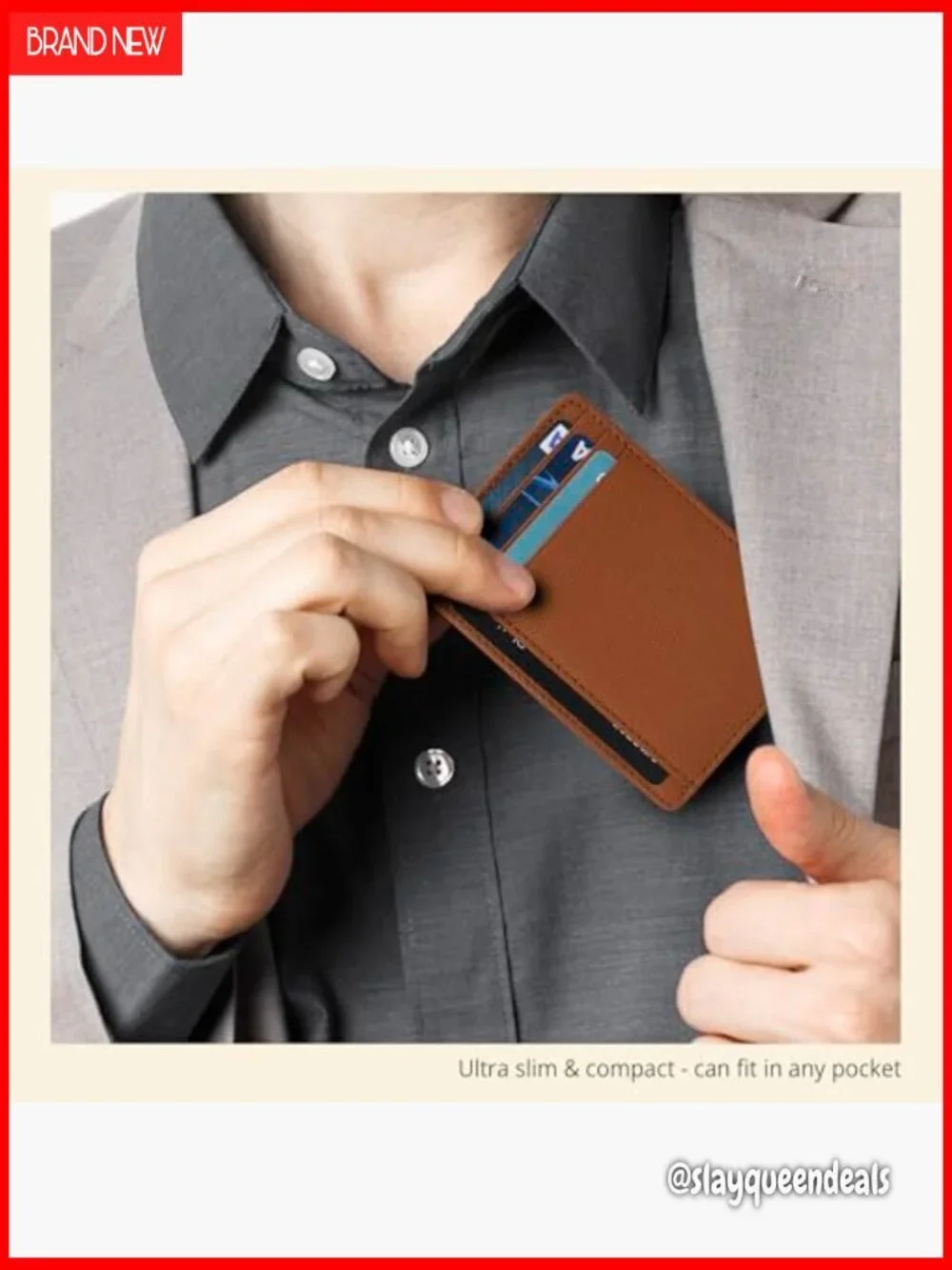 Minimalist RFID Blocking Leather Wallet Front Pocket Card Holder